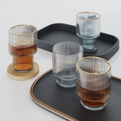 Set of glass glasses for drinks