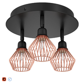 3 Light Metal Ceiling Lamp Copper Volga
