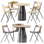 Quadra Chair with Cushion and Burin Wooden Table by Viccarbe