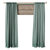 Satin curtains with roman blinds
