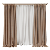 Curtain with tulle on rings