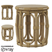 Round Natural Rattan Accent Table