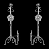 Tall Arts & Crafts Baroque Style Andirons