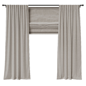 Linen blind with roman blind