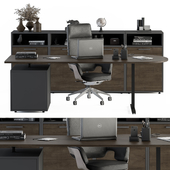 Employee Desk Wood and Black - Office Furniture 275