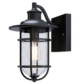 Globe Electric Turner 1-Light Outdoor Wall Sconce Black Glass Shade