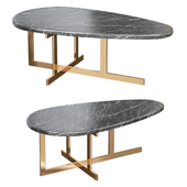 Modern Black Coffee Table with Marble Top Metal Frame