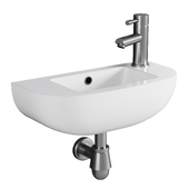 RAK Compact 1 Tap Hole White Slimline Basin 450mm Left Hand