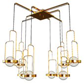 Brass Gold Chandelier Light 8-Light Ceiling Light Crystal Ball Decor