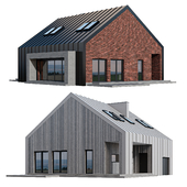 Barnhouse with brick and wood finishes, skylights and garage
