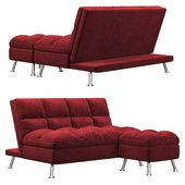 Carissa 3 Seater Fabric Sofabed with Ottoman Cranberry