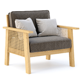 Jack wooden rattan armchair