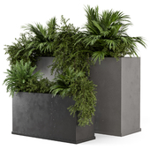 Outdoor Plants Bush  in rusty Concrete Pot - Set 576