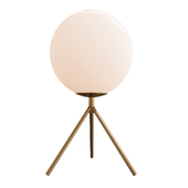 Opal Glass Sphere Desk Light Modern 1 Bulb Night Table Lamp in Gold with Metal Tripod