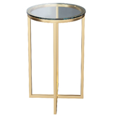 16-Inch Round Side Table - Glass/Gold