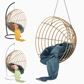 George Rattan Hanging Chair Natural_multi color