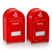Почтовый ящик датской почтовой службы, чистый и с граффити
