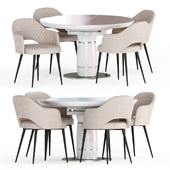 Dining set AERO table SOLOMON 120 W GLASS + chair B148 CAP VL2 BK