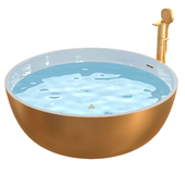 Aquatica Adelina Yellow Gold-Wht Round Freestanding Solid Surface Bathtub