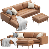CastleRy Madison Sofa with Chaise and Ottoman