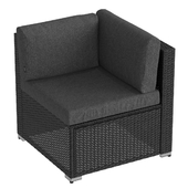 Black corner chair (wicker outdoor furniture) 01