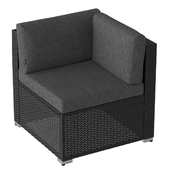 Black corner chair (wicker outdoor furniture) 02