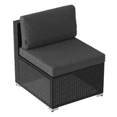 Black straight armchair (wicker outdoor furniture) 02