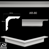 OM Карнизы  AR-80 Размер: 95 х 95 x 1000 mm материал: гипс