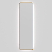 Rectangular mirror under brass Gold with backlight