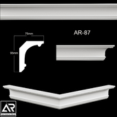 OM Карнизы  AR-87 Размер: 75 х 95 x 1000 mm материал: гипс