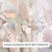 Creativille | Wallpapers | 4528 Abstract Flowers with Butterflies