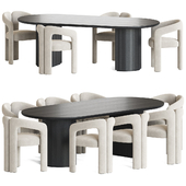 Dudet Chair Moon Table Dining Set