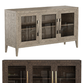 FRENCH CONTEMPORARY GLASS TRIPLE-DOOR SIDEBOARD