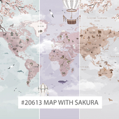 Creativille | Wallpapers | 20613 World Map with Sakura