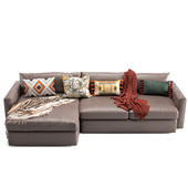C&B Lounge Deep Leather 2-Piece Sectional Sofa
