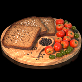 Bread tomatoes and olives set