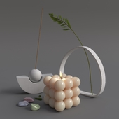 Decorative set with cubic candle