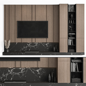 TV Wall Stone and Wood - Set 54