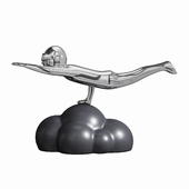 Silver flying figure sculpture ornaments