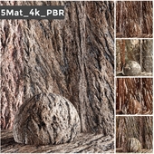 set  5 bark PBR materials 006 arc