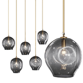 Large Bubble Pendant Brushed Brass and Gray Glass