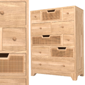 Tall wooden chest of drawers | Rattan Webbed Multi Tallboy
