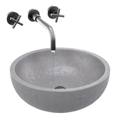 Gray architectural concrete bowl sink