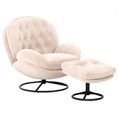 Velvet Swivel Accent Chair with Ottoman Set