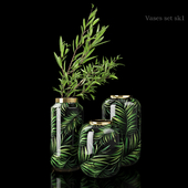 Set of decorative vases with a branch. Vases set sk1