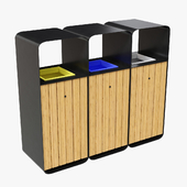 HANKO M Triple-Sort Modular Recycling Bin for Outdoor ashtray