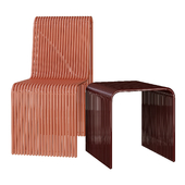 Ribbon Indoor/Outdoor Aluminum Chair and Stool by LAUN