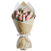 Flower Set 20 / Pink & White Tulips Bouquet