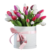 Flower Set 21 / Pink & White Tulips Bouquet
