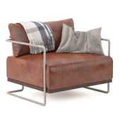 Cubist Leather Armchair with Blanket